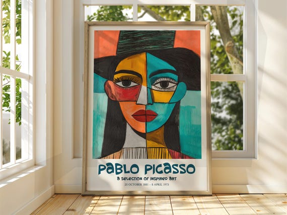 Pablo Picasso Art Exhibition Print Cubism Surrealism Poster Abstract Gallery Home Decor Face