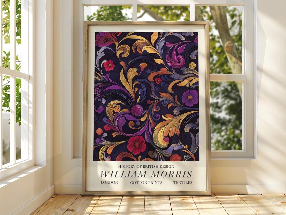William Morris Floral Purple Garden British Design Textile Art Poster