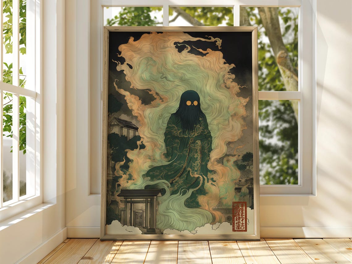 Faceless Ghost Smoke Spirit Japanese Ukiyo-E Dark Fantasy Art Print