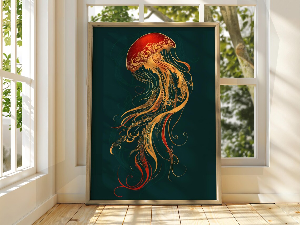 Bold Jellyfish Poster, Bright Sea Life Art Print