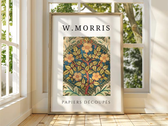 William Morris Style Floral Poster Exhibition Gallery Print Wall Art Trees Stars Moon Flowers