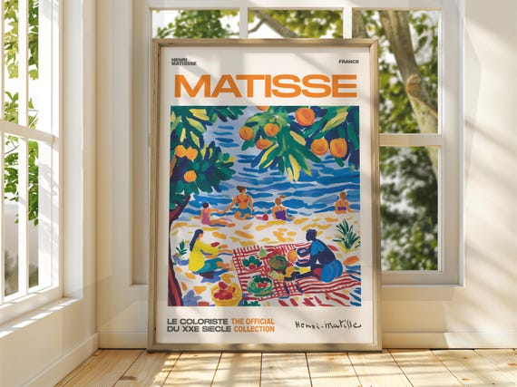Henri Matisse Style Beach Art Exhibition Print Coastal Classic Painting