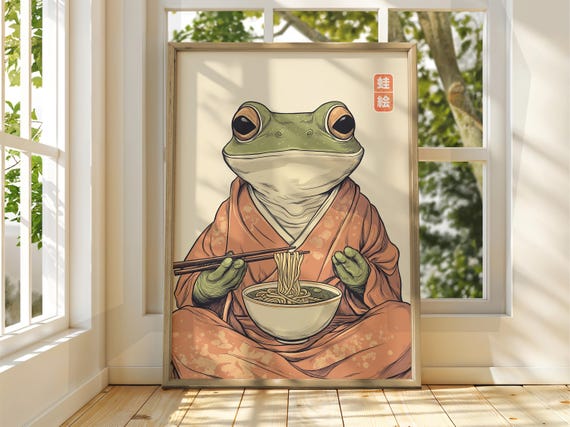 Japanese Vintage Frog Art Matsumoto Hoji Wall Animal Poster Funny Print