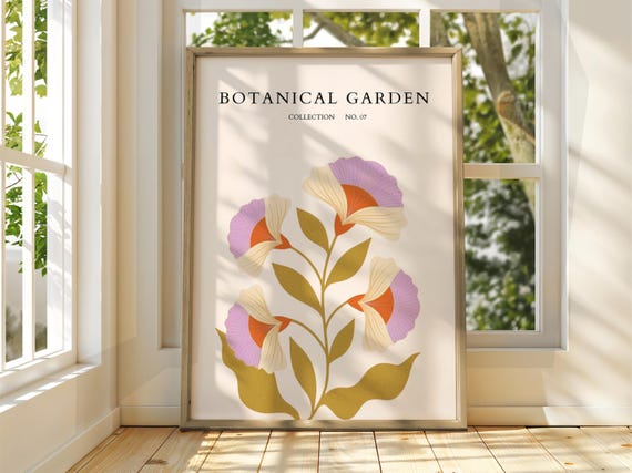 Botanical Garden Poster Exhibition Gallery Print Flower Market Wall Art Floral Pastel Flowers Botanic