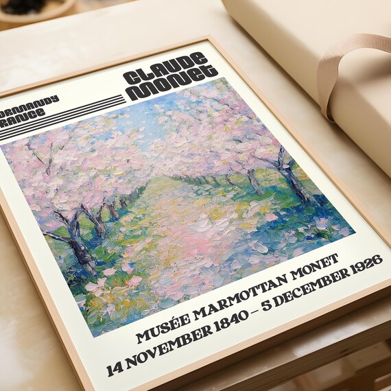 Claude Monet Blossoming Orchard Normandy France Exhibition Poster