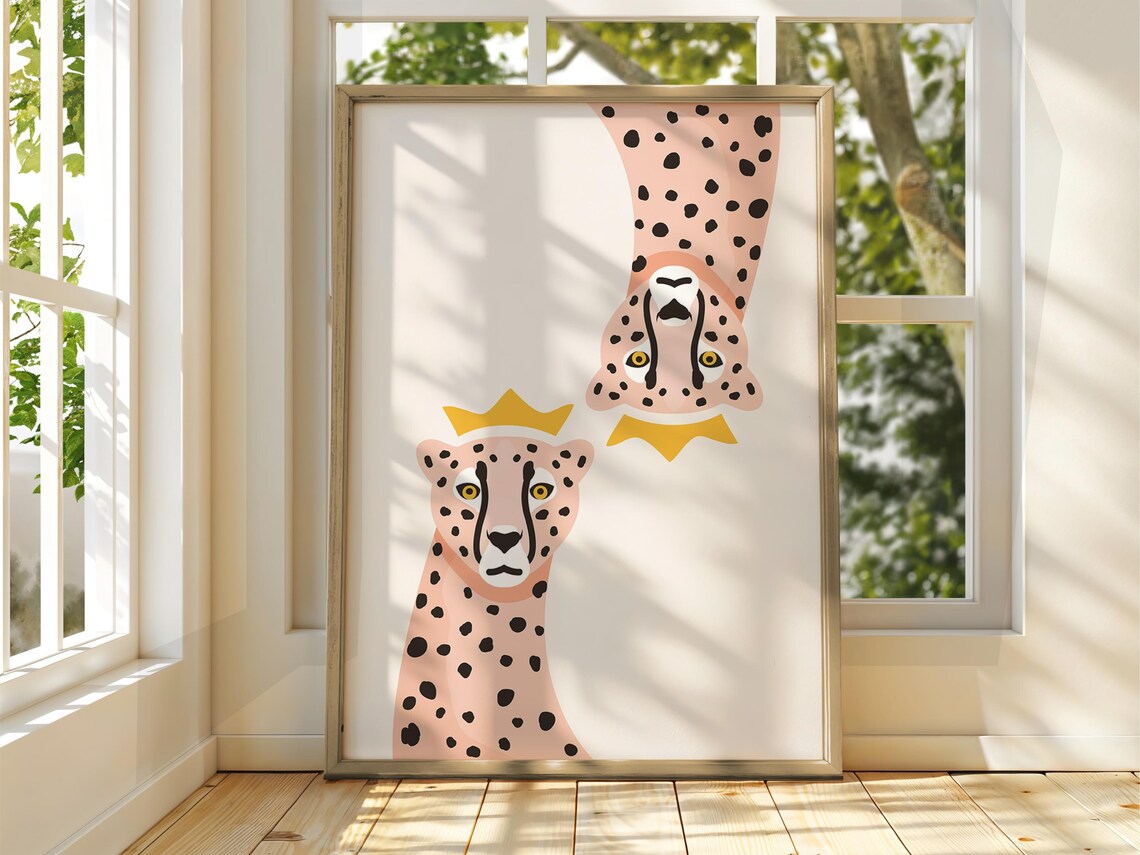 Shocked Cheetahs Poster Cheetah Wall Art Animal Illustration Tiger Print Funny