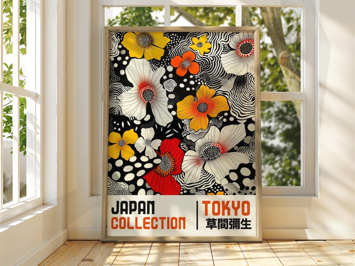 Yayoi Kusama Inspired Tokyo Japan Collection Flower Dot Art Poster