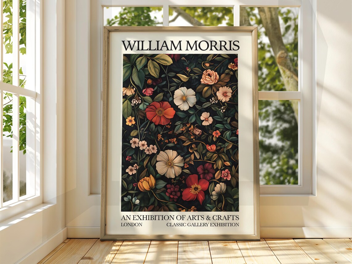 William Morris Dark Floral Tapestry Arts Crafts Exhibition Wall Poster