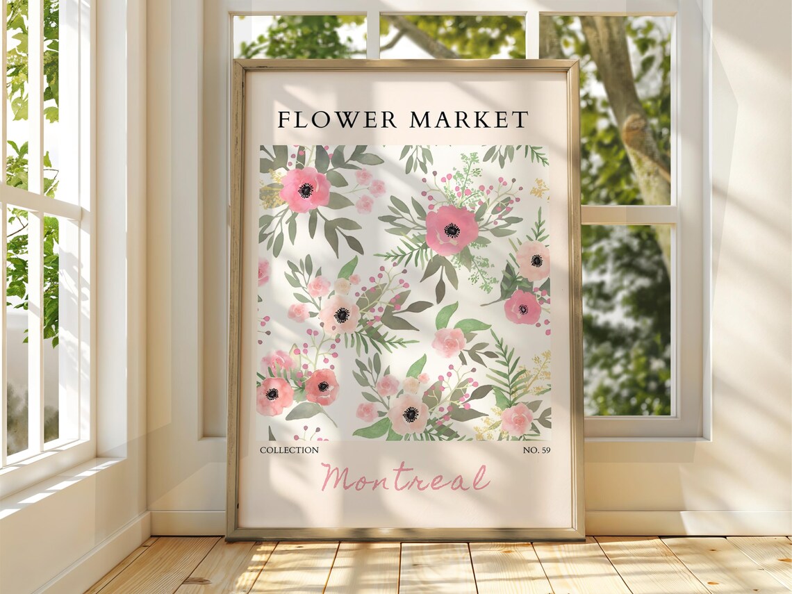 Flower Market Montreal Pink Anemone Watercolor Botanical Print No 59