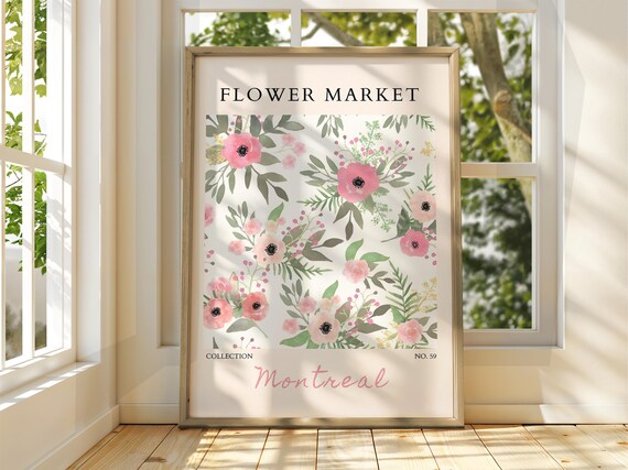 Flower Market Montreal Pink Anemone Watercolor Botanical Print No 59