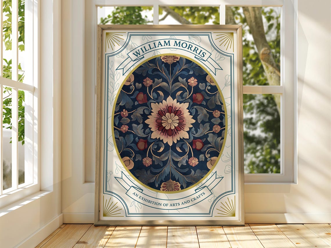 William Morris Blush Floral Pattern Exhibition Gallery Poster