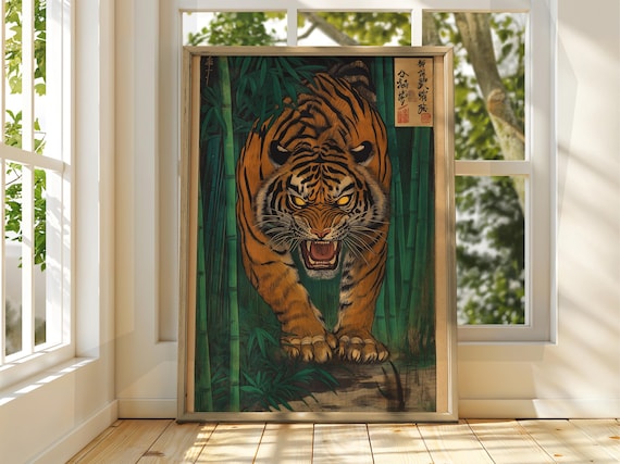 Angry Tiger Art Ukiyoe Poster Utagawa Kuniyoshi Print Japanese Japan Vintage Bold
