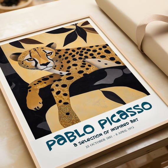 Pablo Picasso Art Exhibition Print Cubism Surrealism Poster Abstract Gallery Decor Cheetah