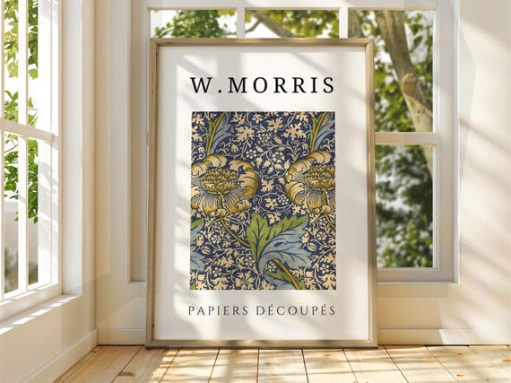 William Morris Style Floral Poster Exhibition Gallery Print Wall Art Trees Stars Moon Flowers