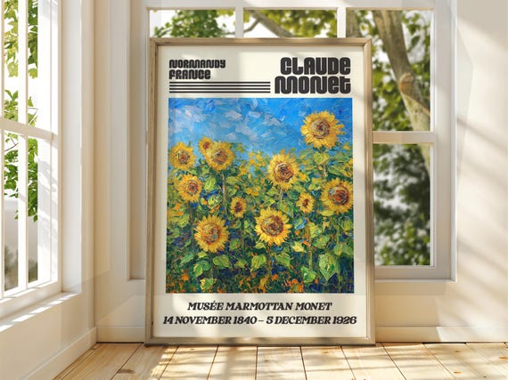Claude Monet Poster Watercolour Art Print Vintage French Home Decor Famous Impressionism Gallery