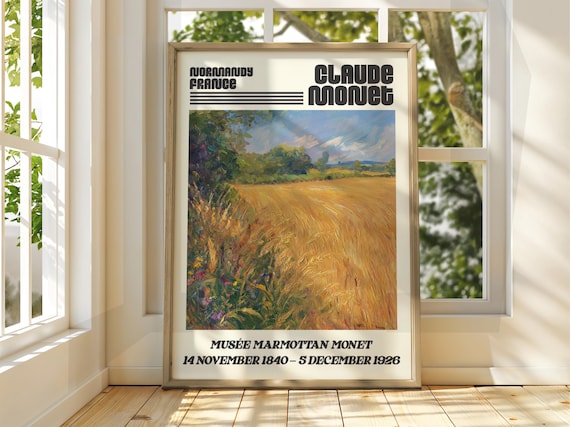 Claude Monet Normandy Golden Wheat Field Exhibition Art Poster