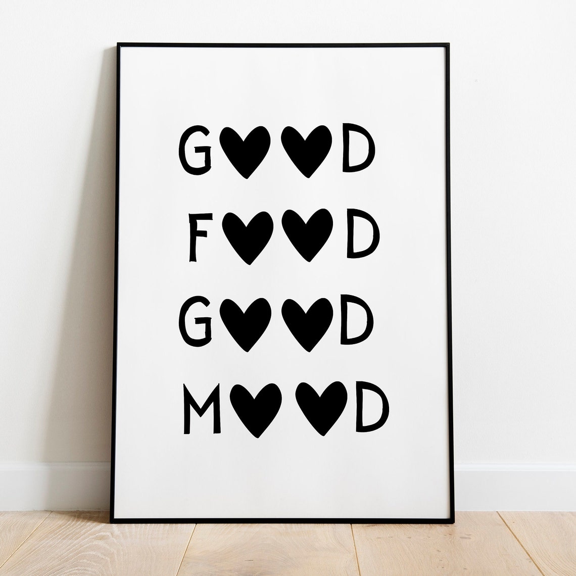 Good Food Good Mood Black Heart Typography Poster for Kitchen Decor - Image 4