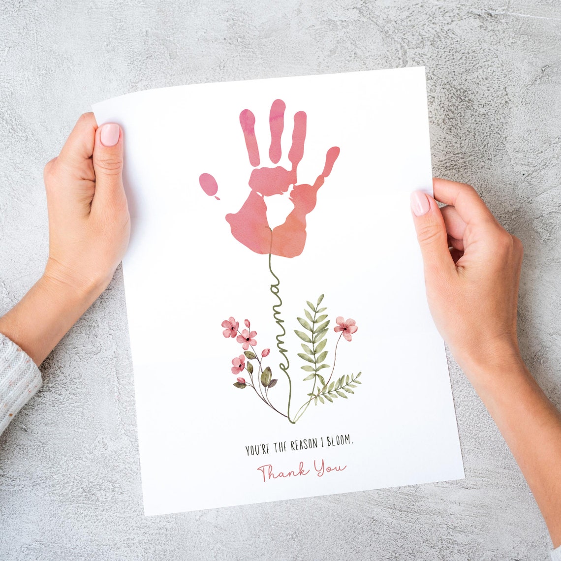 Personalized Handprint Flower Art Print for Mom - Image 5