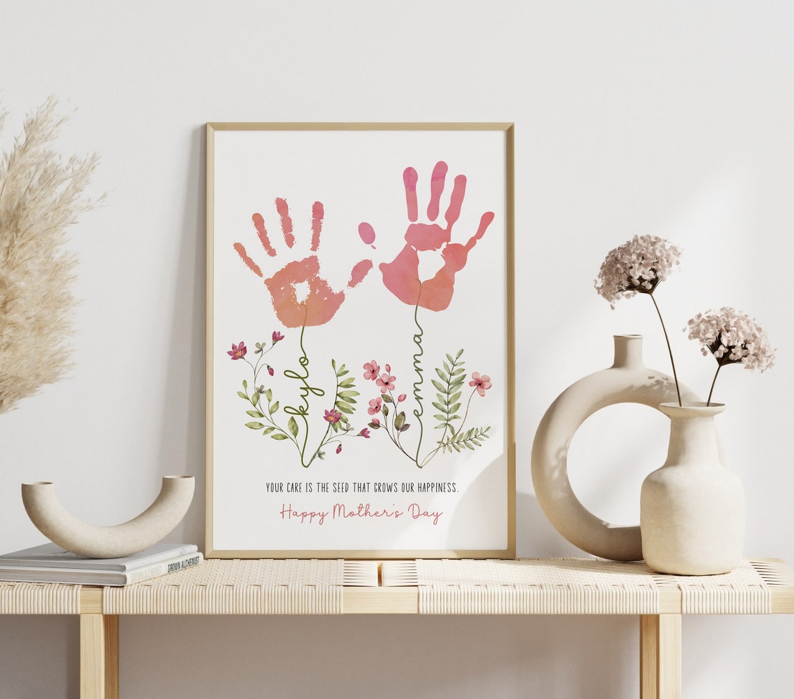 Personalized Handprint Flower Art Print for Mom - Image 2