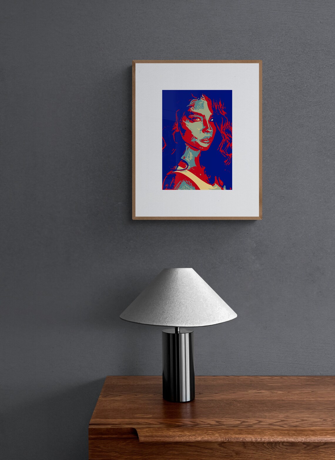 Dramatic Woman Portrait in Red and Blue Pop Art Style Poster Art - Image 2