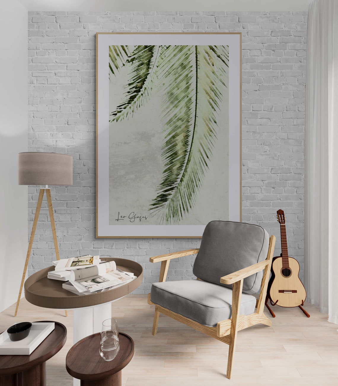 Elegant Palm Fronds Tropical Botanical Line Illustration Poster - Image 3