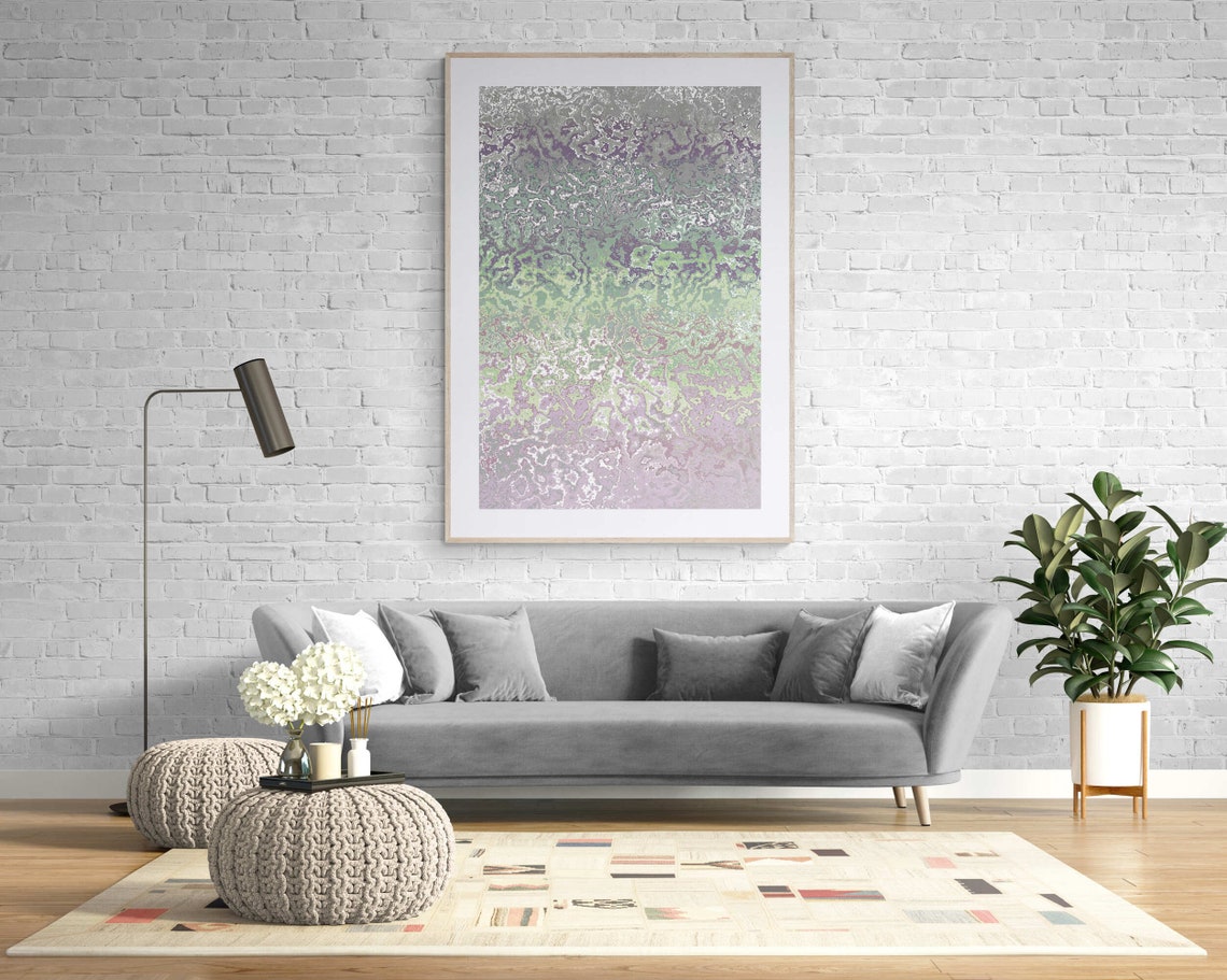 Sage Green Lavender and Purple Marble Watercolor Abstract Print - Image 7