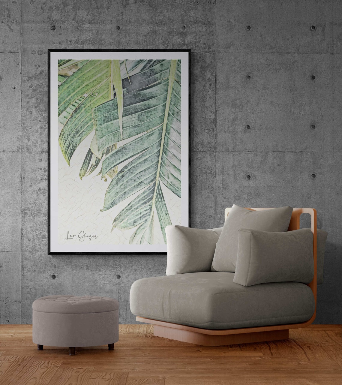 Tropical Banana Leaf Close Up Botanical Illustration Art Poster - Image 2
