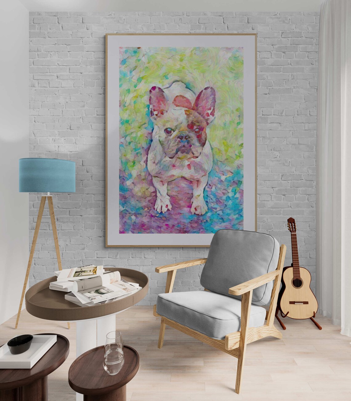 Colorful French Bulldog Watercolor Style Dog Portrait Poster - Image 5