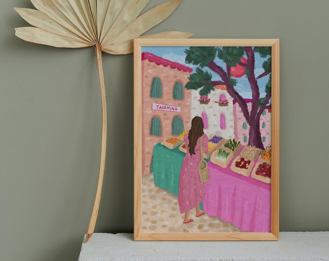 Farmers Market Taormina Sicily Travel Poster - Image 7