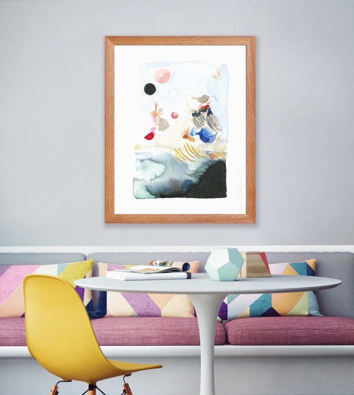 Cosmic Ocean Wave Watercolour Minimalist Art Print