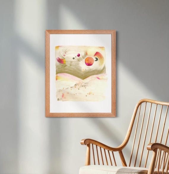 Abstract Watercolor Universe Art Print, Celestial Sunrise