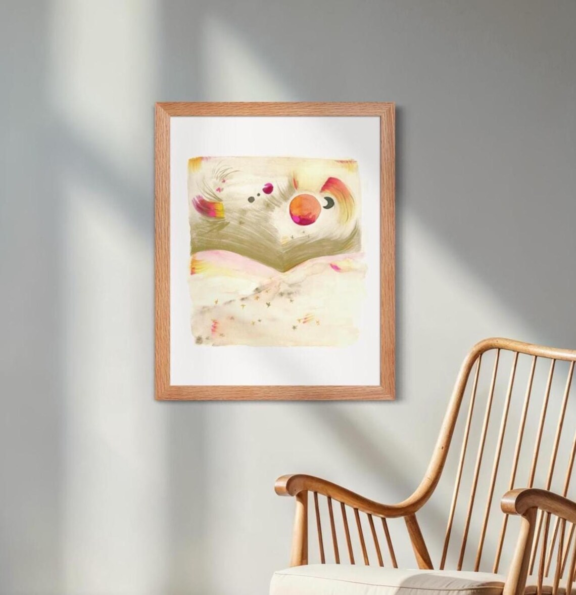 Abstract Watercolor Universe Art Print, Celestial Sunrise