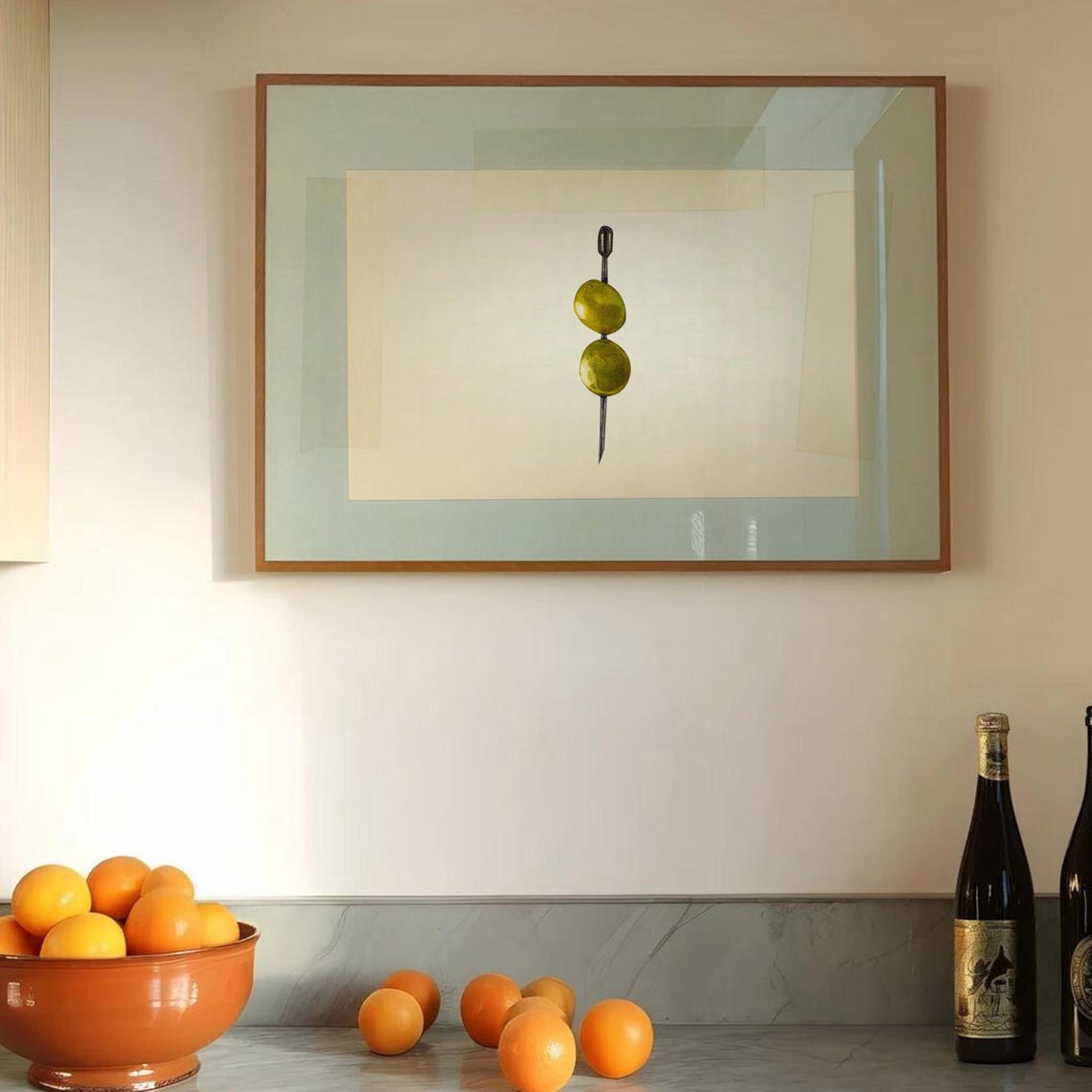 Minimalist Cocktail Olives Martini Pick Chic Kitchen Art Poster