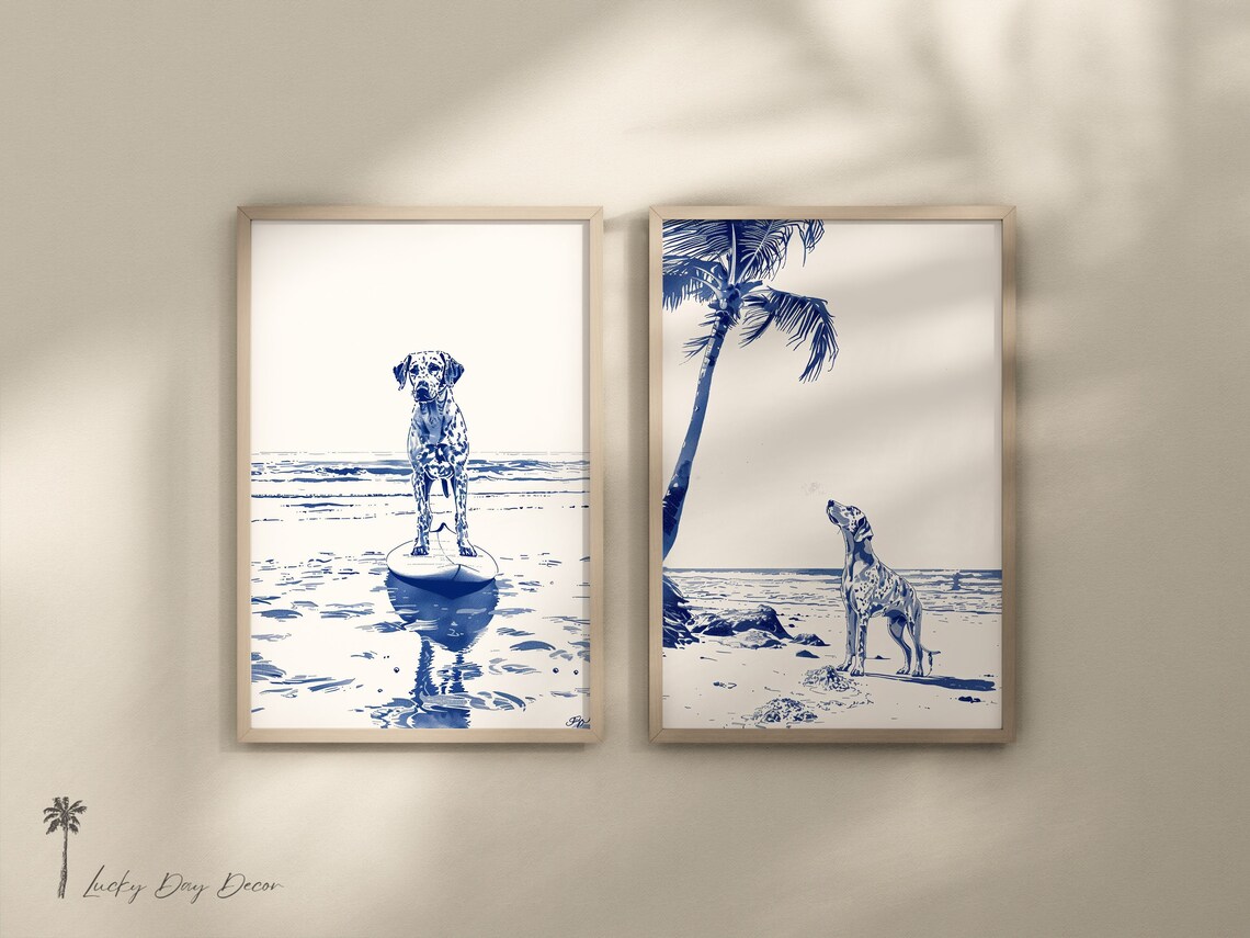 Dalmatian On The Coast Simplistic Beach Life Art Print