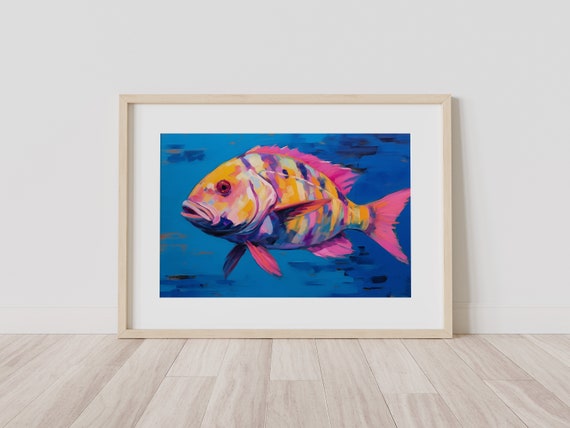 Bright Colored Grouper, Tropical Fish Art Print