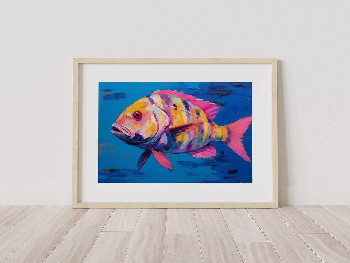 Bright Colored Grouper, Tropical Fish Art Print