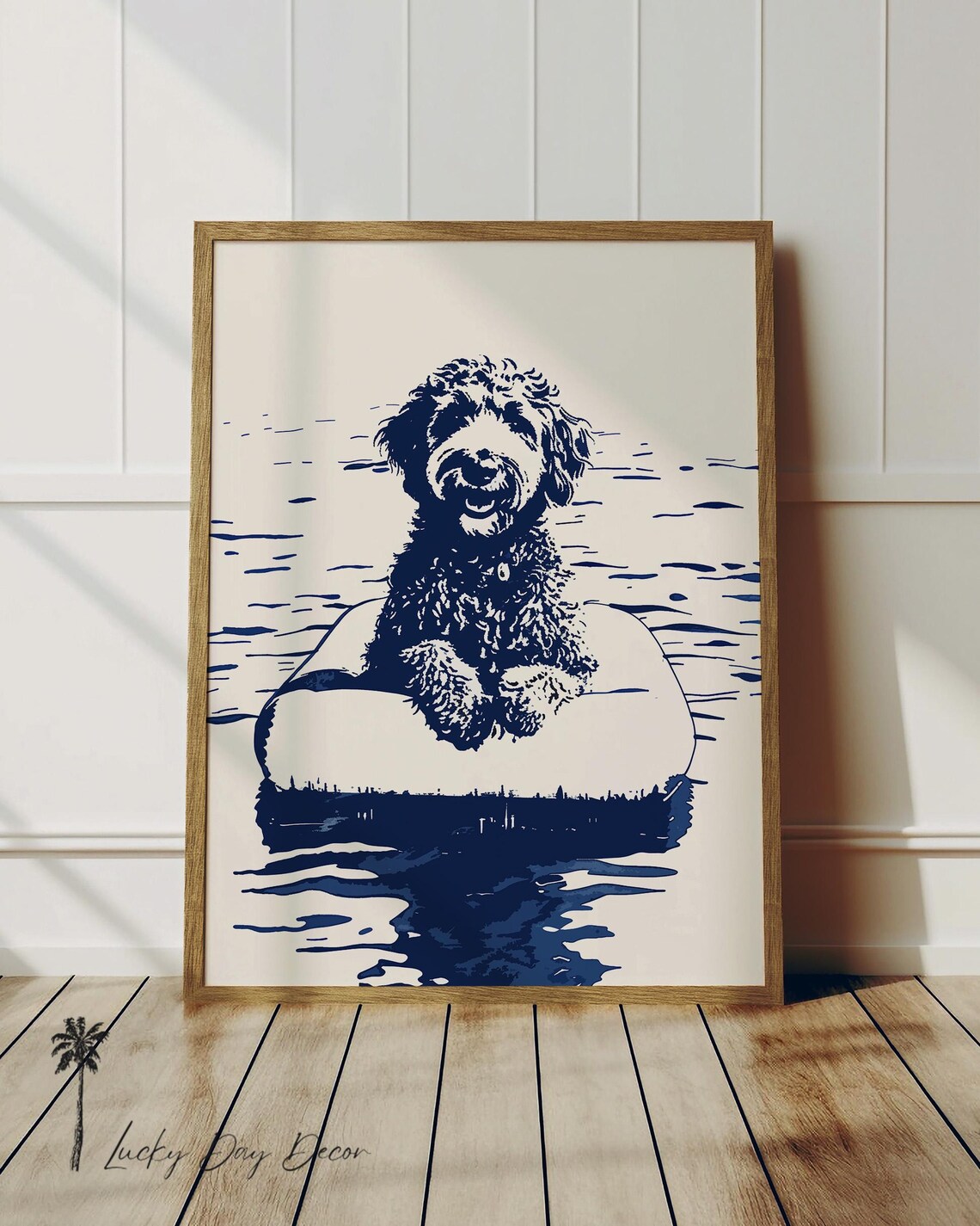 Lazy Doodle Lake Day Fun Coastal Dog Art Print