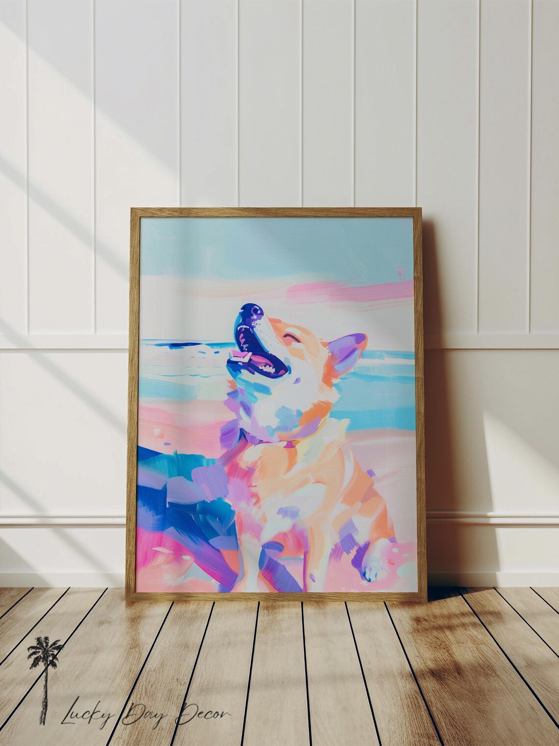 Pembroke Welsch Corgi Beach Dog Painting, Art Print