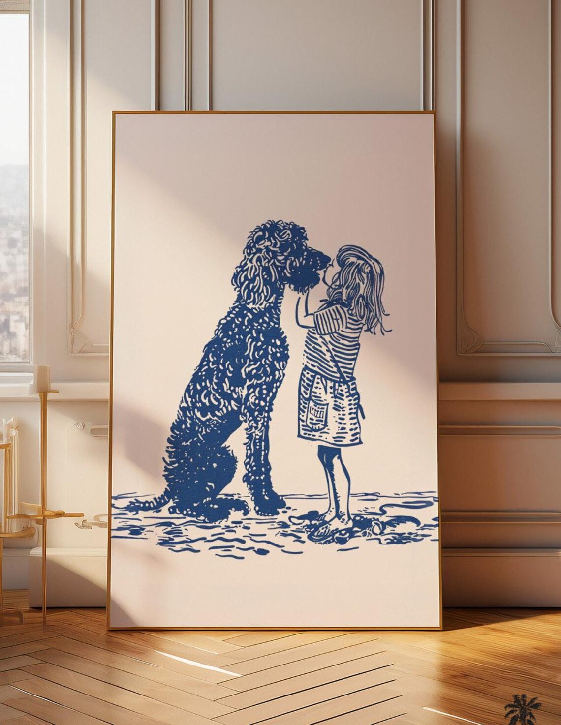 Doodle Licking Girls Face Happy Dog Life Art Print