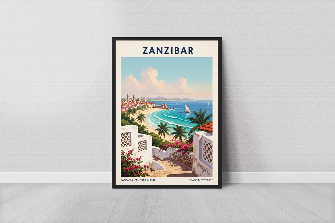 Zanzibar Coastal Vintage Travel Poster