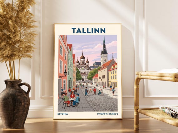 Tallinn Vintage Travel Poster European Cityscape Art Print