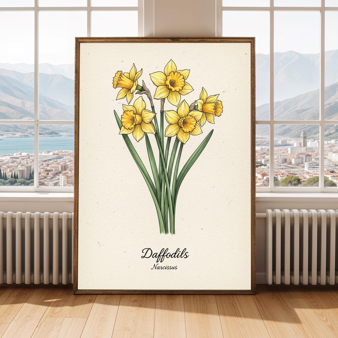 Daffodils Vintage Botanical Illustration Narcissus Yellow Art Print