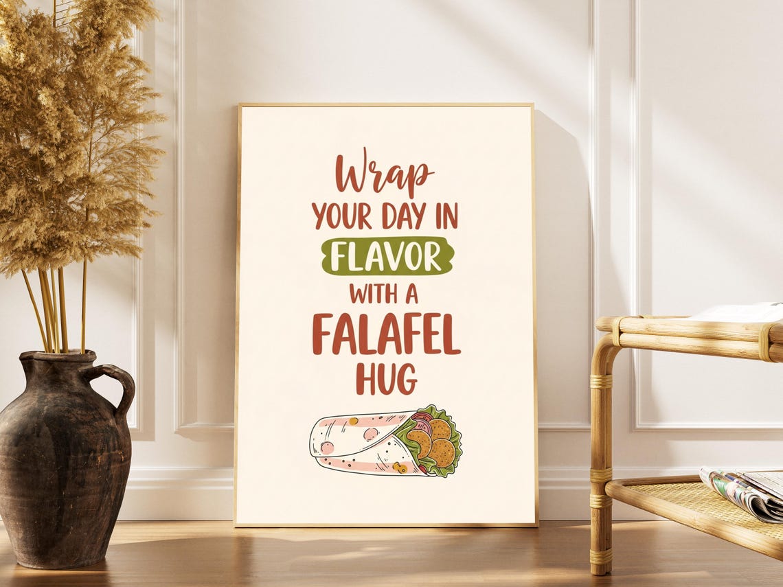 Wrap Your Day In Flavor With A Falafel Hug Funny Kitchen Poster