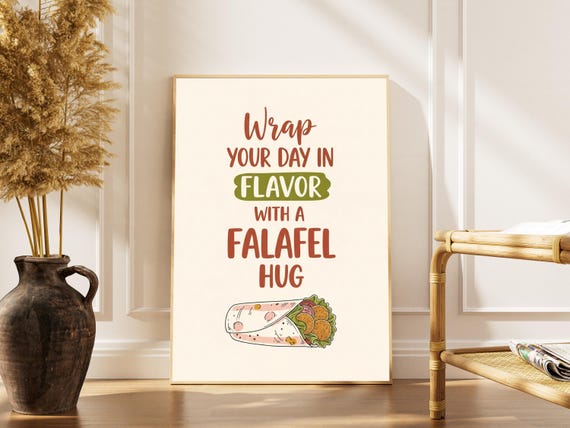 Falafel Wrap Illustration Art Print Modern Kitchen Decor