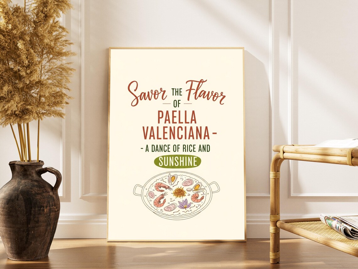 Savor The Flavor Of Paella Valenciana Spanish Kitchen Quote Poster