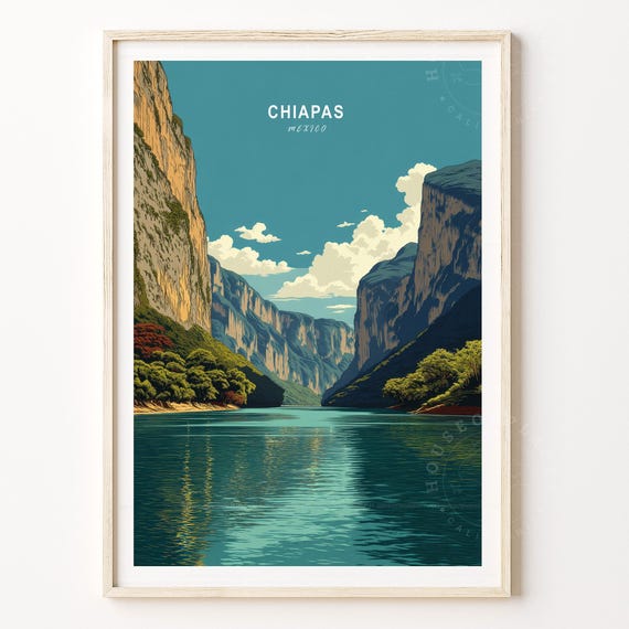 Chiapas Mexican Travel Poster Mexico Wall Art Print Home Decor Birthday Gifts Wedding Present Minimalist