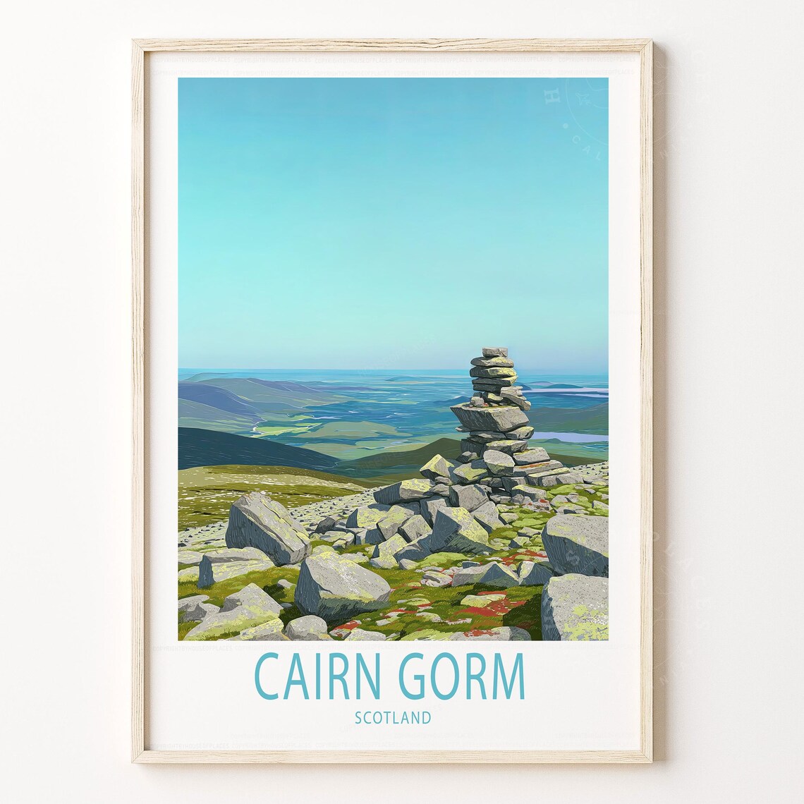 Cairn Gorm Scotland Mountain Summit Stone Cairn Illustrated Poster
