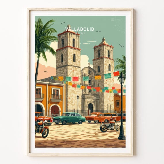 Valladolid Travel Poster Mexico Wall Art Print Home Decor Birthday Gifts Minimalist