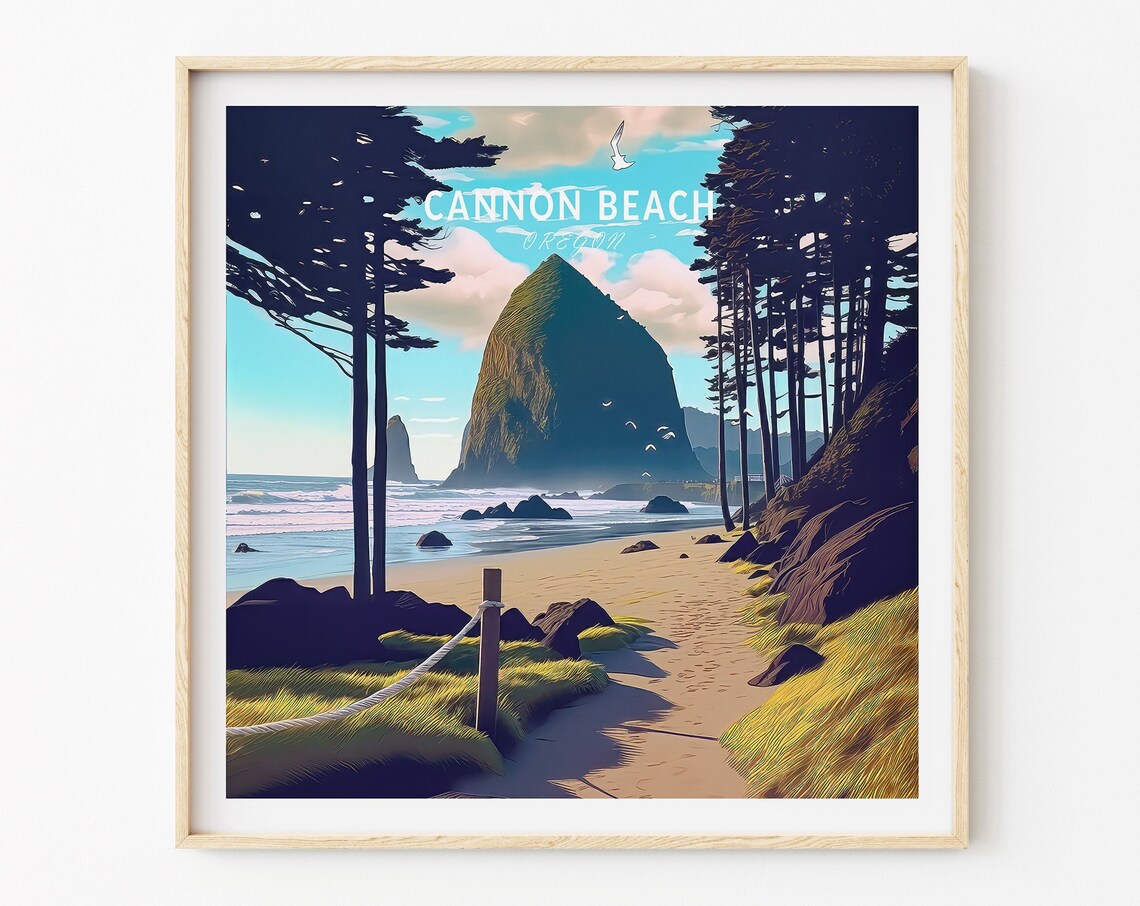 Cannon Beach Travel Poster, Oregon City Art Print