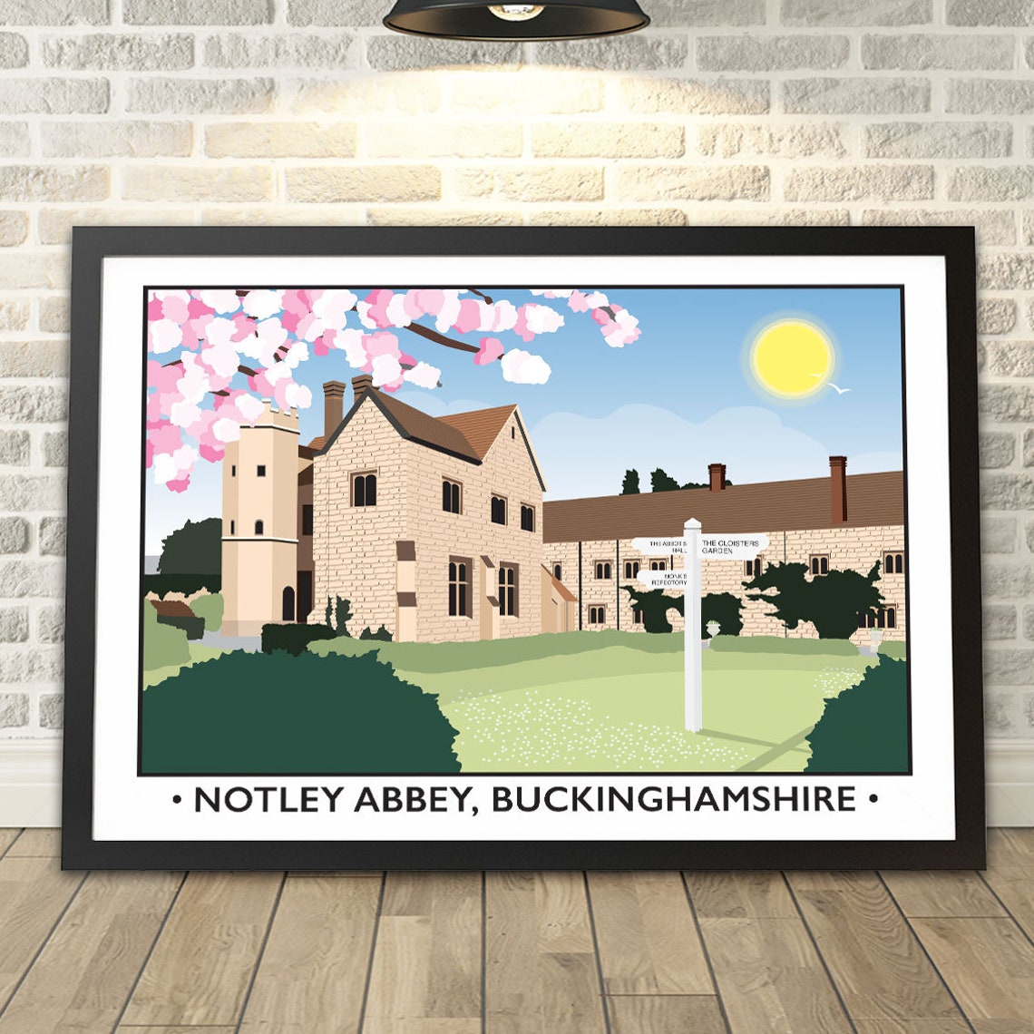 Notley Abbey Buckinghamshire Cherry Blossom Vintage Travel Poster